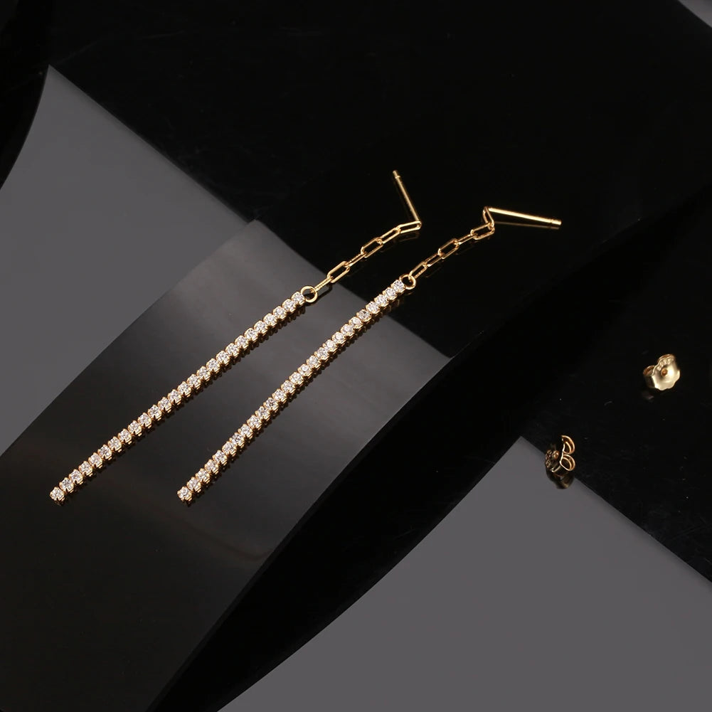 RINNTIN SE110 Women's 925 Sterling Silver Earrings 14K Gold Plated Cubic Zircon CZ Wholesale Jewelry Stud Drop Studs