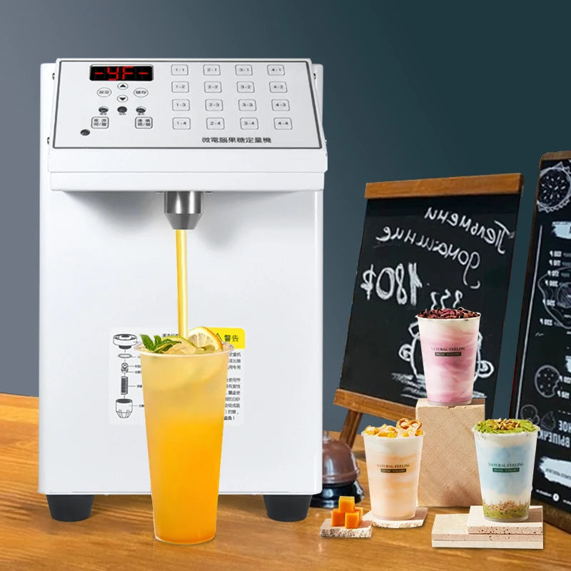 MOSEENER Portable Stainless Steel Fructose Quantifier Commercial Milk Tea Shop Equipment Automatic Fructose Machine 16 Key