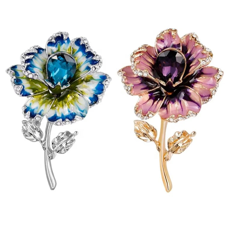 Luxury Crystal Rhinestones Flower Brooch Pin Women's Accessories Made Zinc Alloy for Wedding Party Engagement Gift Children