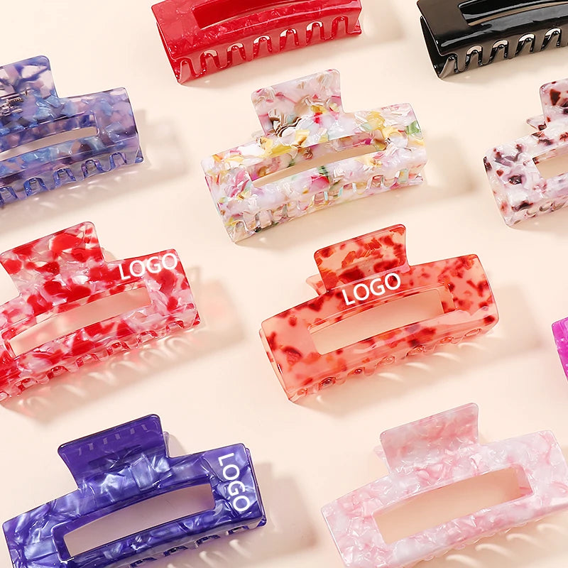 Mi Dairy 10.2cm Square Large Acetate Hair Claw Clip Tortoise Shell Strong Hold Hair Jaw Clips Accessories for Thick Hair 880046