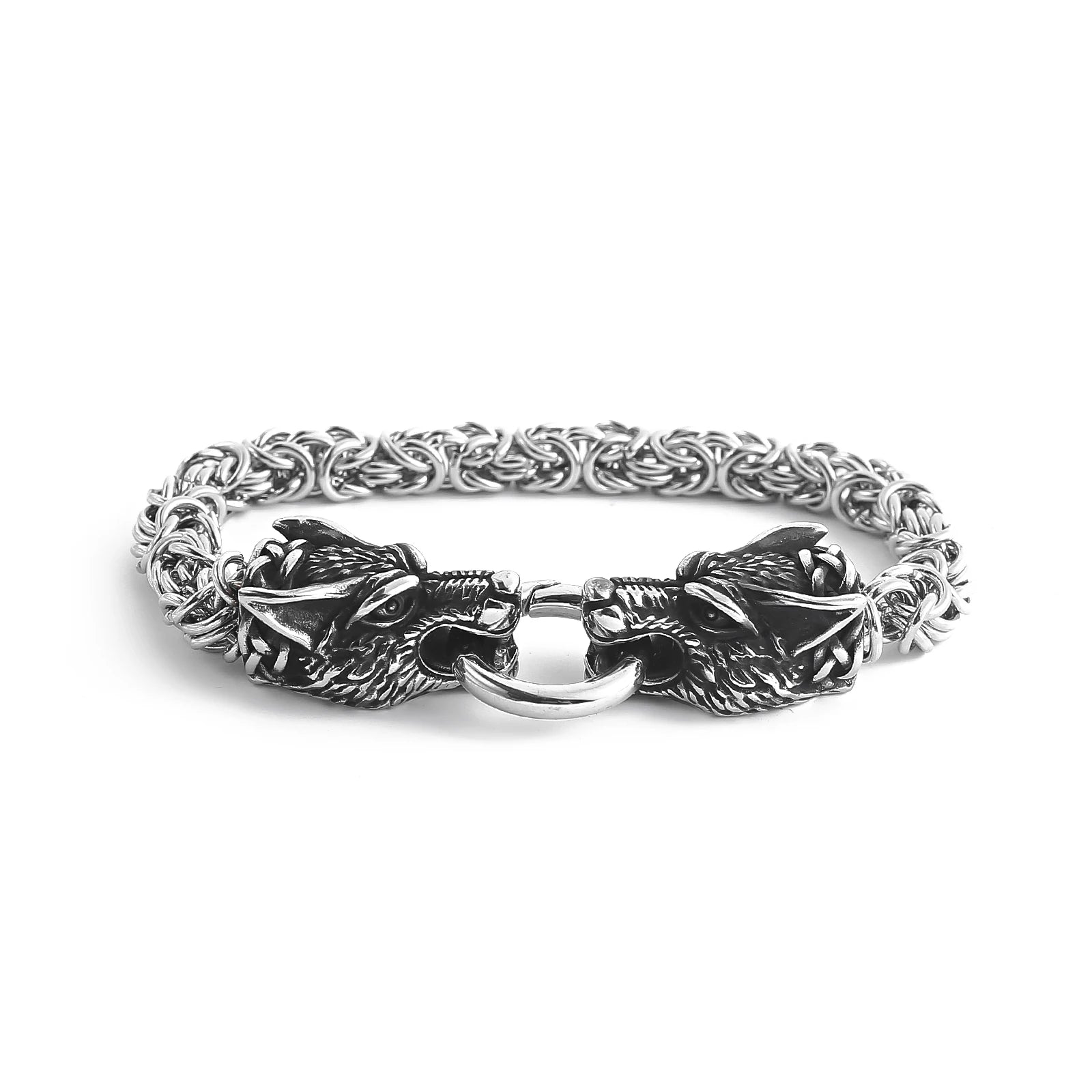 Viking Jewelry Stainless Steel King Chain Norse God Odin Wolf Bracelet