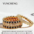 YUNCHENG Wholesale Eternity Ring 18K Gold Plated White Black CZ Diamond for Women Fashionable for Wedding Party Brass Jewelry