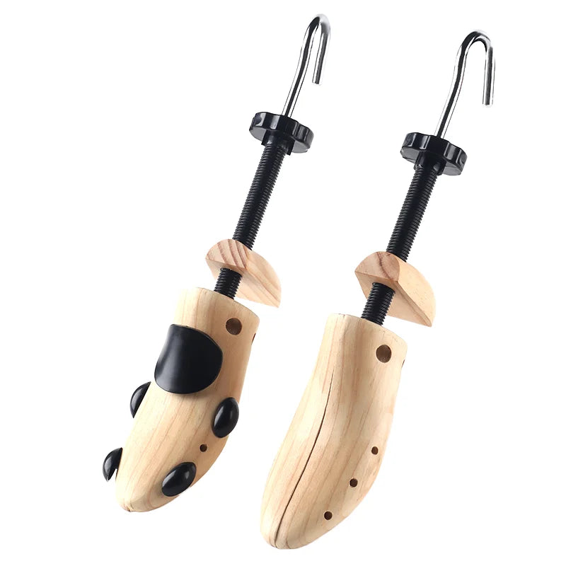 Upgrade Metal Pine Expansion Cedar Shoe Tree Women's Big Shoe Stretcher with Adjustable Wooden Stand Low Heel Fit Various Sizes