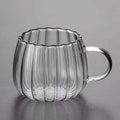 400ml Insulated Double Wall Glass Cup Coffee Petal Shape Double Wall Glass Mug Modern Design Double Wall Glass with Handle