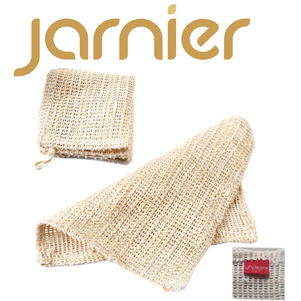 Jarnier Dual-Sided Natural Jute Body Scrubber Lightweight Cotton and Hemp Bath Towel for Face Exfoliation Bath Scrubber