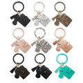 2026 New Design Stock Tassel Leather Keychain Bracelet Wallet Credit Card Holder Wristband Wallet Keychain for Women