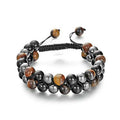 Lava Rock Essential Oil Diffuser Gemstone Bracelet Tiger Eye Hematite Beads Double Layer Bracelets Macrame Adjustable Braided