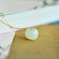 Luxury Hetian Jade Pendant Necklace Gold Plated 925 Silver Round Slide Ball Natural Green Jade Necklace