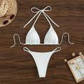 Custom String Ribbed Women's Solid 2 Piece Bikini Sets Spandex/Polyester Plus Size Breathable Quick Dry Adult Swimsuits