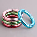 Hiphop Big Round Resin Tube Beads Bracelet Laser Dazzle Stretched Acrylic Metallic Color Bamboo Bracelets Bangles Wholesale