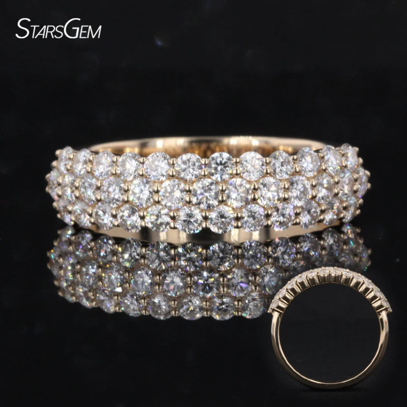 14k Yellow Gold Wedding Ring DEF VS  Round Cut Loose Lab Diamond Half Eternity Ring Band