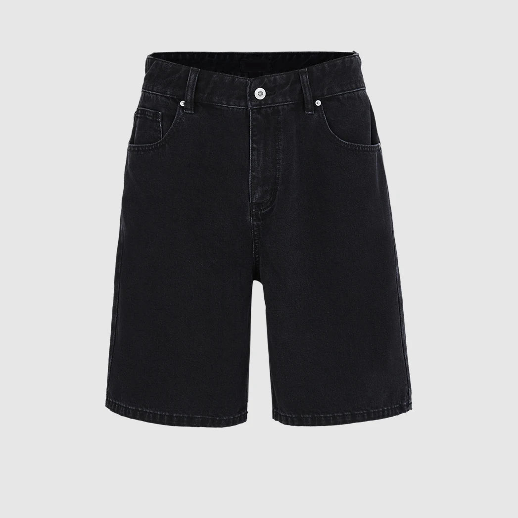 Wholesale Mid Waist Men's Summer Jeans Micro Spring Wash Casual Shorts Anti-Wrinkle Canvas Fabric Lace Breathable Drawstring