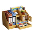 Hot Sell Large DIY Desktop Organizer Wooden Office Storage Shelf Rack for Documents Accessories