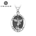 Fast Delivery Hot Sell 925 Sterling Silver Geometric Oval Saint Michael Pendant Necklace for Men