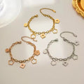 Meetyoo Custom Inoxydable Flower Hollow Design Pendant Stainless Steel 18K Gold Plated Women Fashion Jewelry Chain Bracelet