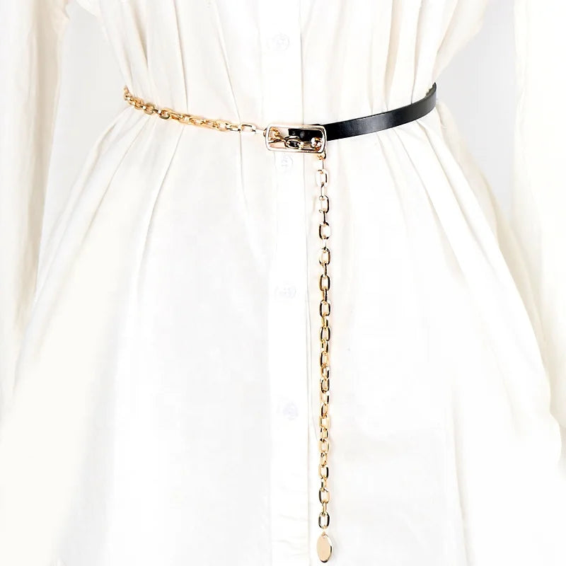 Original Colombian Fashion Decorative Belt Chains for Ladies Double Spelling Metal Waist Girdles