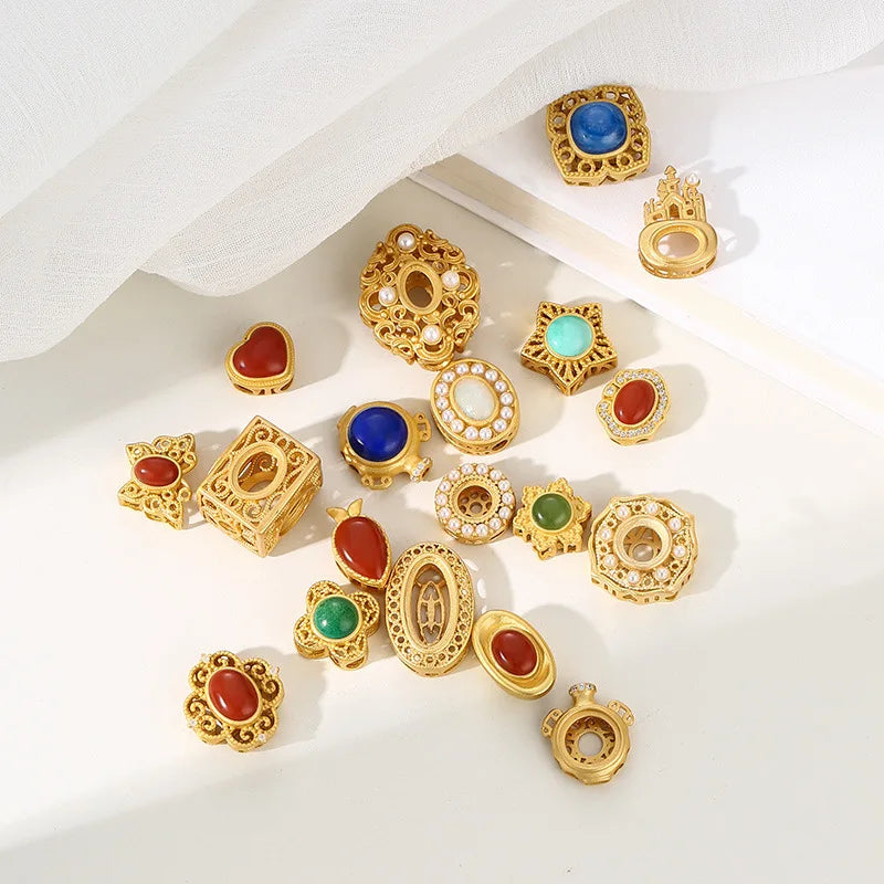 Vintage Oval Round Base Pendant Setting Cabochons Pendant Setting Yellow Gold Plated 925 Silver Pendant Base