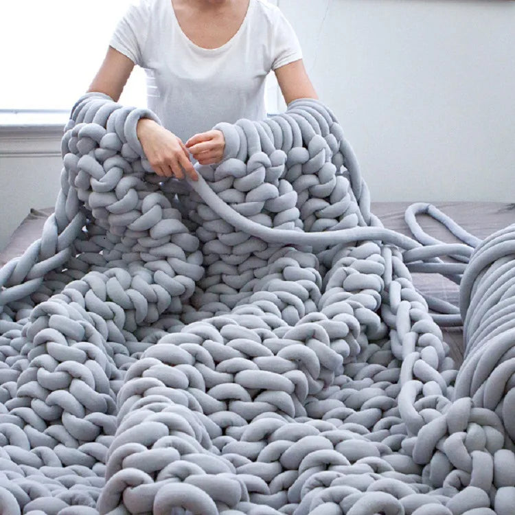 100% Cotton Knitted Blankets Large Knit Throw Blanket Chunky Sofa Soft Chunky Knit Blanket