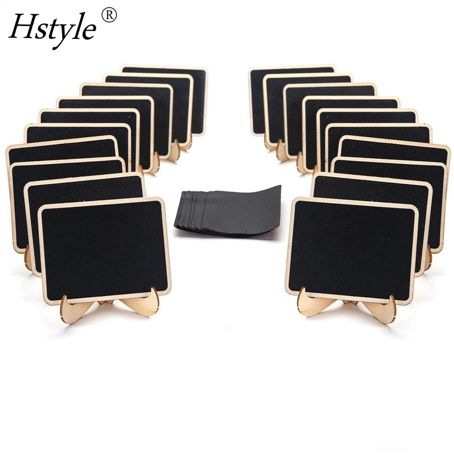 20 Pack Mini Chalkboard Signs Small Wooden Chalkboard Labels Support Easels Place Cards Signs Blackboards Table Numbers SD1608