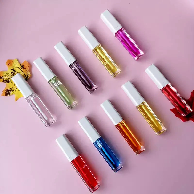 Customize Your Own Logo Pretty Fruit Fragrance Transparent Lip Oil Makeup Private Label 10 Colors Moisturizing Care Oil