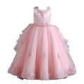 Girls Floral Satin Dress ODM Supply Big Size CLP-5591 Bow Decoration for 8-12 Years for Weddings & Formal Birthday Parties