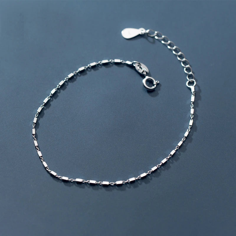 Korean Version Simple Design Small Square Stainless Steel 18K Gold Plated Geometry Charm Adjustable Size Bracelet for Children's
