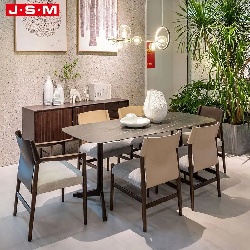 Hot Sale Modern Minimalist Large Dinner Round Solid Wood Rotating Oak 4 6 Seater Chairs Square Dining Table Set with 6 Chairs