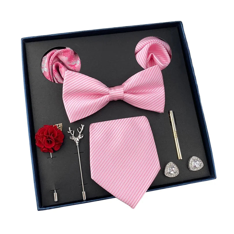 Fashion Necktie Set Gift Box Lattice Costume Cravate 8 Pieces Luxury Mens Tie Sets Gift Box Polyester Neck Tie Gift Set