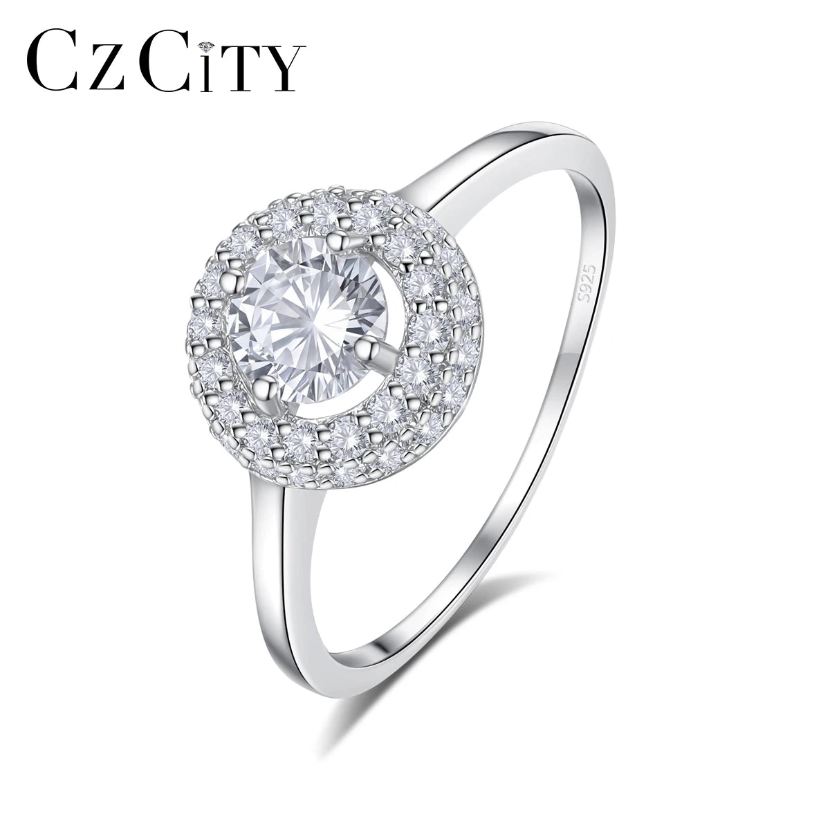 CZCITY Best Price Weeding Simple Korean Finger Promise Zircon 925 Engagement for Woman Cz Sterling Silver Ring