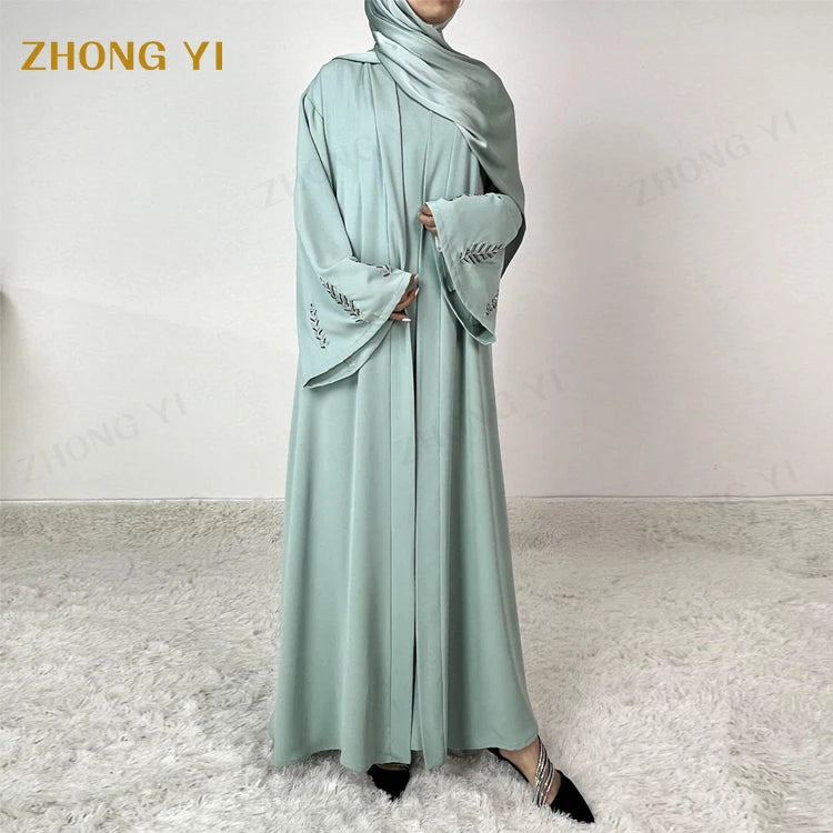 Custom Women's Dresses Wholesale EID Ramadan Islamic Clothing Traditional Abaya Cardigan Inner Dress 2 Piece Abaya Set Adults