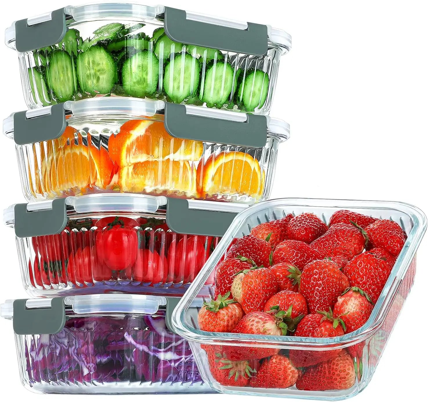 5 Packs 36 oz Glass Food Storage Containers Glass Meal Prep Containers with Lids Airtight Glass Lunch Bento Boxes
