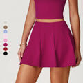 Women's Pleated A-Line Fitness Yoga Short Skirt Spandex/Nylon Quick-Drying Breathable Anti-Glare Tennis Sports Skirt
