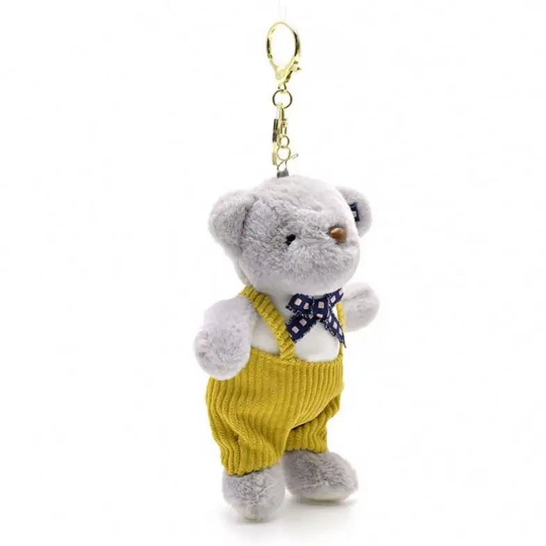 16cm Cute Stuffed Rabbit Bear Plush Keyring Toys Mini Bunny Teddy Bear Dolls Small Gift for Wedding Couple Keychain Bag Pendant