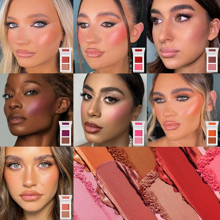 New Color Custom Logo 7 Color Two-color Cream and Powder Makeup Blush Highlighter Contour Bronzer Palette