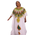 Rushed White African Ankara Rhinestone African Long Dresses for Women Embroider Womens Two Piece Sets