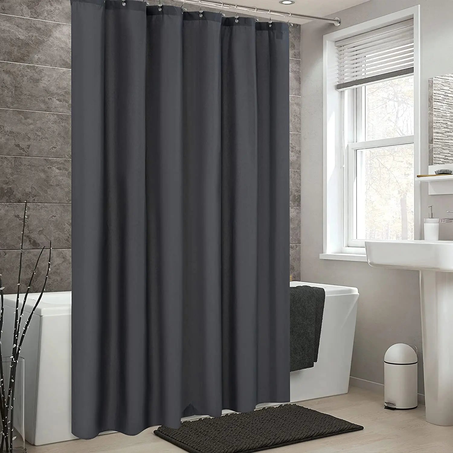 Factory Price Customized Plain Dark Gray Shower Curtain