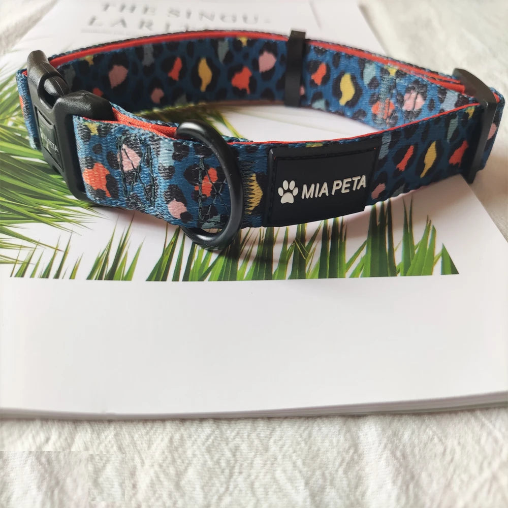Custom Design Dog Collar with Matching Leashes Durable Collar Set High Quality Luxury Personalized RIBBONS Print Adjustable