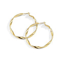 Girls 40mm 50mm Trending Gold Hoop Earrings Clip Geometric Textured Twisted Stainless Steel for Party Wedding Gift
