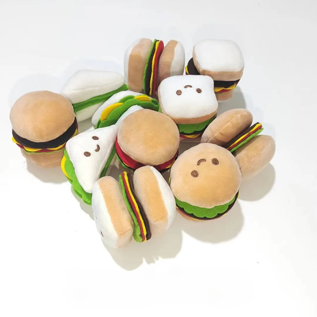 Pet Gnawing Toys Grinding Teeth Cleaning Dog Toys High and Boring Training Vocal Plush Burger Toys