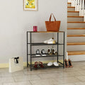 Modern Nordic Elegant 4 Layer Sneaker Organizer Custom Metal Wire Shoes Rack with 4 Cabinets for Living Room Bedroom or Entry
