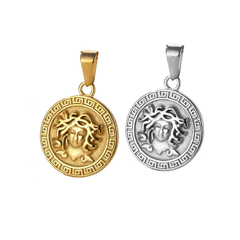 No Tarnish Saint Christopher Pendants Stainless Steel Compass Necklace Pendant Men 18k Gold Plated Greek Jewelry Medusa Pendant