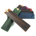 Small Genuine Leather Pouches Creative Pen Holder Embossed Stationeries Case Vintage Pen Pouch