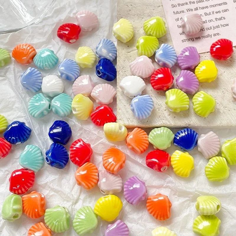 Mini 12mm Colorful Ceramic Clay Beaded Handmade Graffiti Shell Beads Charm for DIY Bracelet Necklace Jewelry Accessories