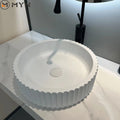 MYN Customize Color Bathroom Save Space Artificial Stone Groove Flute Solid Surface  Wash Basins With Sintered Stone Countertops