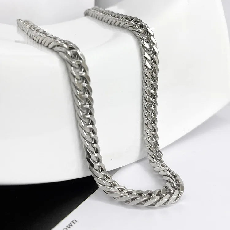 7mm Stainless Steel High Quality Cuban Link Chain Necklace Hip Hop Fashion Chain Necklace