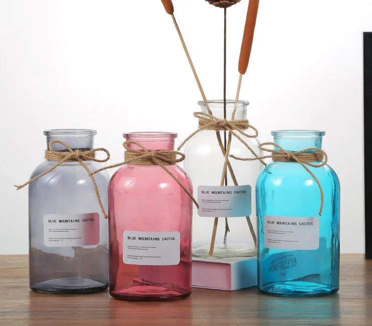 Hand Blown Eco-Friendly Durable 250ml 1000ml Glass Vase Cork Lid Transparent Amber Colors Traditional Home Decorations Wonder
