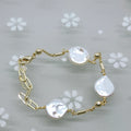 Plated Chain Personality Bracelet 11-13mm Baroque Pearl Wrap Bracelet. AAA Grade Cute Girls 18K Gold Jewelry for Wedding & Party