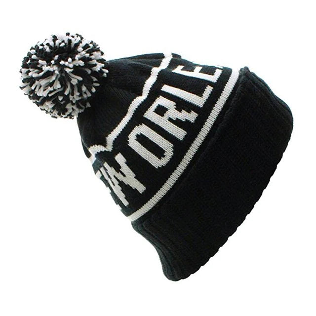 Custom Embroidery Beanies Cuffed Knitted Winter Hats Pom Pom Beanie