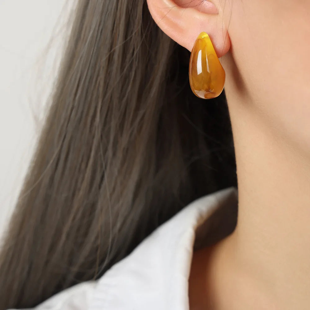 High Quality Waterproof Acrylic Jewelry Water Tear Drop Studs Earring Chunky Women Earrings for Birthday Gift