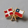 Factory Crossed Double Friendship Customized Magnetic Metal Badges Soft Hard Enamel World Country Denmark Chile Flags Lapel Pins